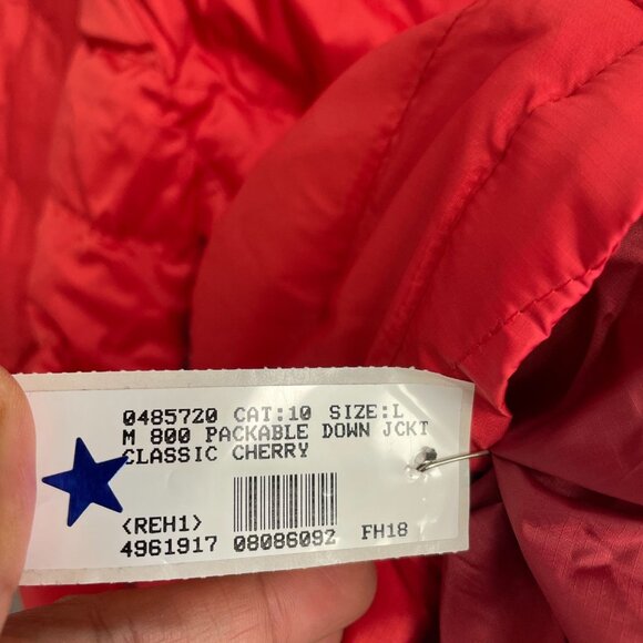 NEW Lands' End Men's L Full Zip Packable Down Jacket Classic Red Lightweight - Picture 6 of 10